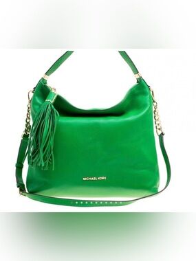 MICHAEL KORS Green Leather Weston Shoulder Bag.